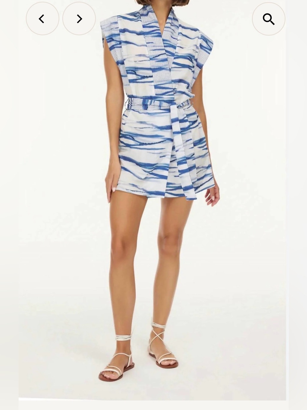 Nwt, My Beachy Side Blue & White Abstract Shirt/Dress With Belt